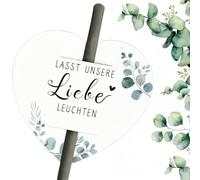 Pack of 100 Sparkler Labels Heart Design, Let Our Love Grow, Wedding Guest Gifts, Decoration, Unique for Romantic Weddings with Green Leaf Pattern (100)