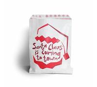 Pack of 100 Striped Candy Paper Bags 5x7 Inch Treat Bags for Sweets Popcorn Party Favors Buffet Wedding Birthday Gift Bags Santa Claus Design