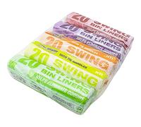 Pack of 100 Swing Bin Liners - Scented with Tie Handles Rubbish | Heavy Duty Refuse Sacks, Bin Bags, Recycled, Tear Resistant - For Household, Office, Kitchen & Caterers - Helps Eliminate Odours