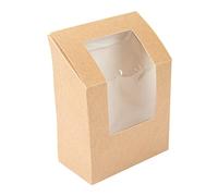 Pack of 100 - Tortilla Boxes with Window 'Thepack' 220 g/m2 + Opp 9.2 x 5.1 x 9.2/12.5 cm Natural Corrugated Cardboard Nano-Micro