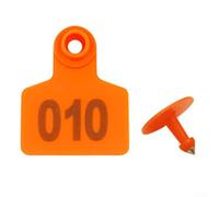 Pack of 100 Veterinary Ear Tags for TPU for Cattle and Goats, Robust Animal Identification with Numbering, Weatherproof and Colourfast, Easy to Install for Livestock Management, 5 x 4.1 cm (Orange
