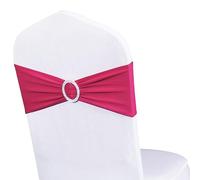Pack of 100 Wedding Hot Pink Chair Sashes, Spandex Fuchsia Chair Sash Bands with Silver Buckle, Elastic Chair Bows for Weddings Party Birthday Baby Shower Events Decorations (Fuchsia)
