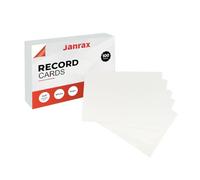 Pack of 100 White Plain 6x4 Record Cards - Blank Study Index Cards for Notes, Revision