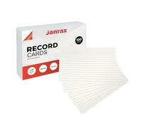 Pack of 100 White Ruled 6x4 Record Cards - Lined Study Index Cards for Notes, Revision