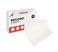 Pack of 100 White Ruled 8x5 Record Cards - Lined Study Index Cards for Notes, Revision