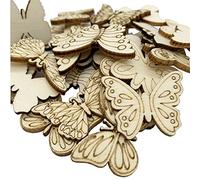 Pack of 100 Wooden Butterflies, DIY Discs Butterfly, Wooden Discs, Wooden Decoration Butterflies, for Table Decoration, Easter