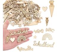 Pack of 100 Wooden Confetti Decorations - Decorative First Day at School for Boys and Girls - Table Decoration for First Day at School in Natural Style - Perfect First Day of School Decoration for the