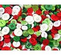 Pack of 100 x Christmas Small Mixed Buttons - Red, Greens, Whites and Cream Colours