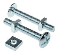Pack of 100 x M6 x 40mm Roofing Bolts + Square Nuts