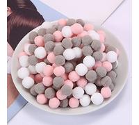 Pack of 1000 Colourful Mini Pompoms, 10 mm Pompom Balls, Small Pompoms, Fluffy Plush Balls, Felt Balls Decoration for Birthday and Wedding Party Decoration, Funny DIY Sewing Craft, Pink Grey White