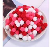 Pack of 1000 Colourful Mini Pompoms, 10 mm Pompom Balls, Small Pompoms, Fluffy Plush Balls, Felt Balls Decoration for Birthday and Wedding Party Decoration, Funny DIY Sewing Craft, Red Pink White