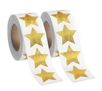 Pack of 1000 Stickers Stars Gold, Glitter Stars Stickers Stars, Stickers Christmas Self-Adhesive, Reward Stickers for Children, Star Stickers for Scrapbooking, Greeting Cards, Gifts (2 Rolls)