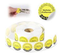 Pack of 1000 Test Badges 30 mm Yellow Self-Adhesive Maintenance Labels Multiyear Test Badges 2026-2031 Next Test Date Annual Test Badge Test Seal for Electrical Appliances Ladders and Steps