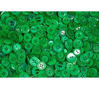 Pack of 100g - Large Green Mix - Mixed Large Sizes and Colours of Various Large Green Buttons for Sewing and Crafting