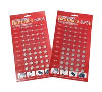 Pack of 100pcs Coin Batteries AG1 / 3 / 4 / 10 / 12 / 13 Button Coin Cell Batteries for Watch Toy Clock Calculators Replace Battery Portable Electronic Devices Toy Clock Calculator Button Battery
