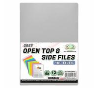 Pack of 100Pcs - Grey A4 Cut Flush Folders, L Shape Transparent File Cover Plastic Top & Side Open Document Wallet for School Office Translucent Files