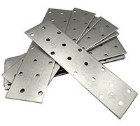 Pack of 10pcs Flat Connecting Joining Plates Repair Connector Mending Galvanised Brace Bracket Perforated Metal Steel Sheet Timber Wood Fixing Heavy Duty 6" x 1.5" (160 x 40 x 2mm)