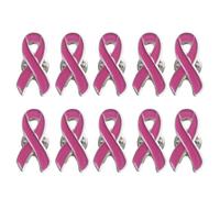 Pack of 10pcs Pink Ribbon Lapel Pin Breast Cancer Research and Awareness Brooch Set Coat Shirt Sweater Safety Pin