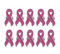 Pack Of 10pcs Ribbon Lapel Pin Breast Cancers Research And Awareness Brooches Set Coat Shirt Sweater Pins