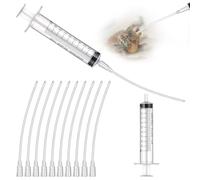 Pack of 11 Young Birds Feeding Hose, Syringes 10 ml with 10 Pieces Hose Bird Accessories Wind-up Syringe Pigeon Feeder Hand Feeding Tool Milk Water Feeding Probe for Baby Birds and Parrots