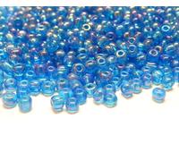Pack of 1100 Glass Seed Beads 4 mm, 6/0, Pony Beads, Round Mini Beads, Seed Beads, (Blue AB Transparent)