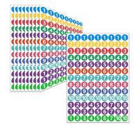 Pack of 1170 Colourful Number Stickers (2 cm), Self-Adhesive Waterproof Number Stickers, Adhesive Dots Colourful Labels for Office, Locker, Home Organiser