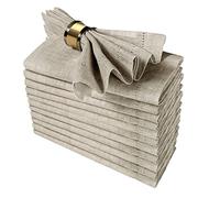 PACK of 12, 100% Pure Linen Rustic Dinner Napkin with Hem Stitched 16x16, Natural Color by Linen Clubs - Hemstitched hand made ladder lace look napkins. One of life's little home luxuries