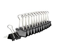 Pack of 12 25mm Black Foldback Binder Clips - Ideal for Securing documents in Office, Sealing Bags, Hanging Items,Money Clip - Office and Home Supplies