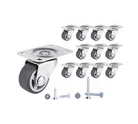 (Pack of 12) 30 mm Swivel Wheels Small Wheel Castors Rubber Wheels Heavy Duty Castors Furniture Wheels Casters with Mounting Plates Screws Included (12, 30 ⌀)