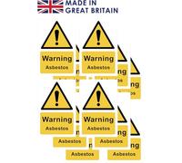 Pack of 12 - 60mm x 90mm Warning asbestos self adhesive vinyl signs