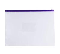 Pack of 12 A3 Clear Zippy Bags with Purple Zip