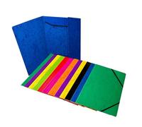 Pack of 12 A4 Assorted Colour Card 3 Flap Folders with Elastic Closure