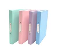 Pack of 12 A4 Assorted Pastel Coloured Paper Over Board Ring Binders by Janrax