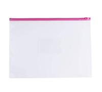 Pack of 12 A4 Clear Zippy Bags with Pink Zip