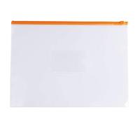 Pack of 12 A4+ Foolscap Clear Zippy Bags with Orange Zip - Durable Zipper Document Pouches for Office, School, Travel, Filing, Storage & Organisation