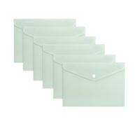 Pack of 12 A4 Light Pastel Green Soft Touch Plastic Document Wallets with Button Closure