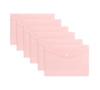 Pack of 12 A4 Light Pastel Pink Soft Touch Plastic Document Wallets with Button Closure