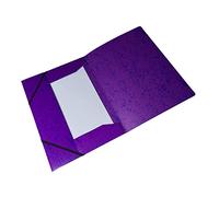 Pack of 12 A4 Purple Card 3 Flap Folders with Elastic Closure