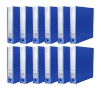 (Pack of 12) A4 Ring Binder File Folder Large Capacity Holds Up to 500 Sheets 65mm Spine with Finger Pull 2 O-Ring Premium Binder File for Business Document Organisation (Blue)