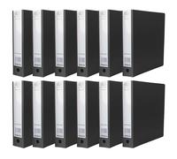 (Pack of 12) A4 Ring Binder File Folder Large Capacity Holds Up to 500 Sheets 65mm Spine with Finger Pull 2 O-Ring Premium Binder File for Business Document Organisation (Black)