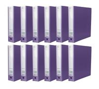 (Pack of 12) A4 Ring Binder File Folder Large Capacity Holds Up to 500 Sheets 65mm Spine with Finger Pull 2 O-Ring Premium Binder File for Business Document Organisation (Purple)