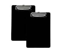 Pack of 12 A5 Black Solid Plastic Clipboard - with Ruled Side