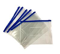 Pack of 12 A5 Blue Zip Zippy Bags - Document Clear Plastic Transparent Storage Wallet