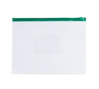 Pack of 12 A5 Clear Zippy Bags with Green Zip
