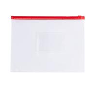 Pack of 12 A5 Clear Zippy Bags with Red Zip