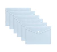 Pack of 12 A5 Light Pastel Blue Soft Touch Plastic Document Wallets with Button Closure