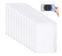 Pack of 12 A5 Size 6 Holes Plastic Folder, Waterproof Zippered Bags with Mobiles, A5 Budget Envelopes for Storage and Storage of Objects (Transparent)