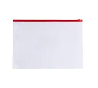 Pack of 12 A6 Clear Zippy Bags with Red Zip - Durable Zipper Document Pouches for Office, School, Travel, Filing, Storage & Organisation