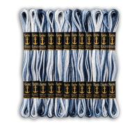 Pack of 12 Anchor Skeins Cotton Double Shade Magical Color Variations Floss Pack Six Strand Embroidery Variegated Cross Stitch Threads (02526 Black Grey White Mix Shades)