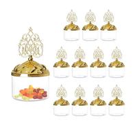 Pack of 12 Arabic Candy Box Candy Container Decorations Middle East Sweet Container Dry Fruit Container for Party Gifts Wedding Treat Boxes Cylinder Shape Golden